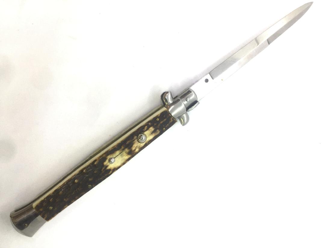 13 STAG SWITCHBLADE ITALY STILETTO AUTOMATIC KNIFE (1 of 5)