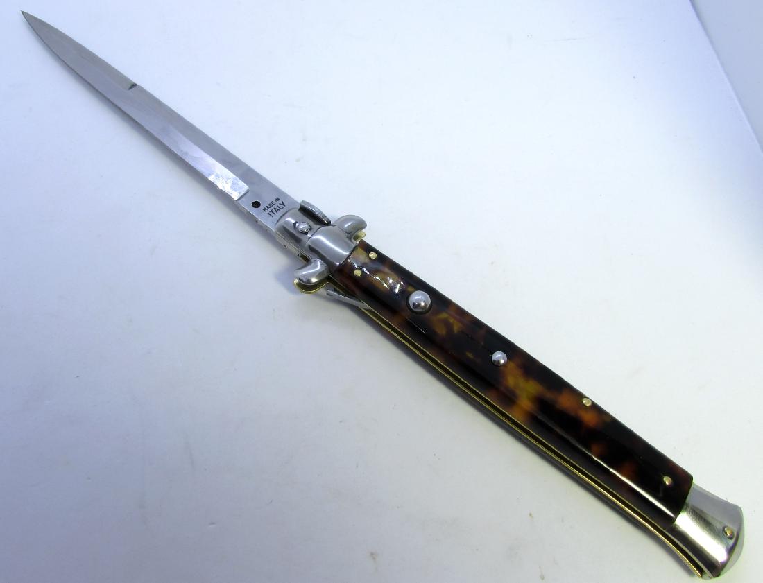 13" ITALY SWITCHBLADE AUTOMATIC KNIFE FAUX TURTLE (1 of 4)