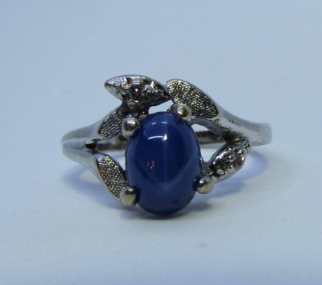 WHITE GOLD RING LINDY STAR SAPPHIRE DIAMOND 10K (1 of 3)