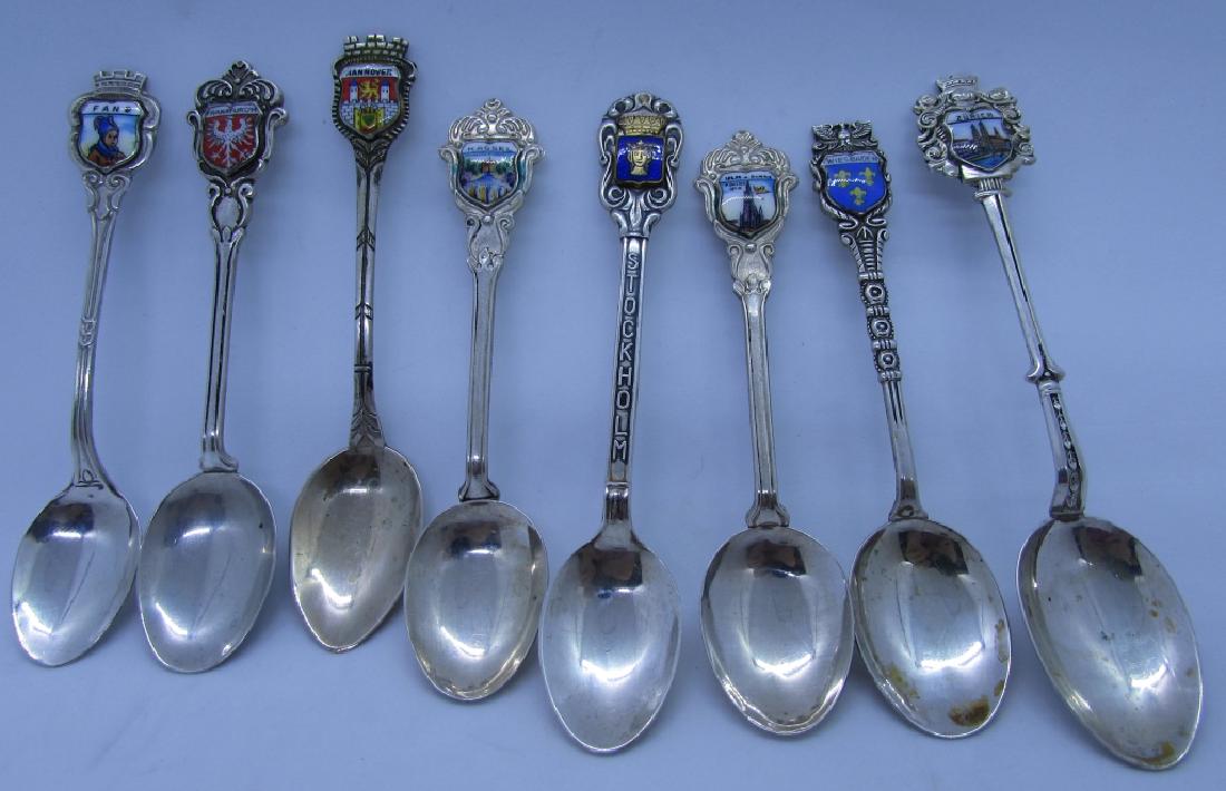 8 ENAMEL SOUVENIR SPOONS 800 & STERLING SILVER (1 of 3)