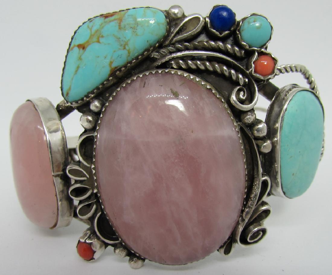 TURQUOISE CUFF BRACELET STERLING SILVER QUARTZ (1 of 5)