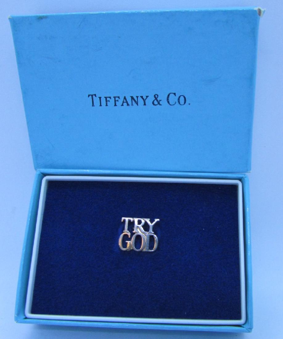 TIFFANY & CO TRY GOD STERLING SILVER LAPEL PIN TIE (1 of 3)