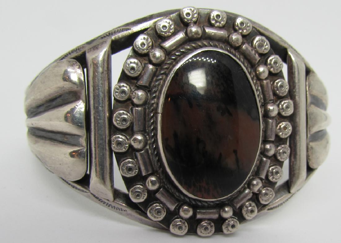 LANDSCAPE AGATE NAVAJO BRACELET SILVER OLD PAWN (1 of 6)