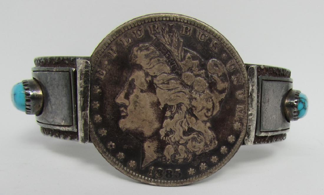 1885 NEZ TUFA CAST TURQUOISE CUFF STERLING SILVER (1 of 4)