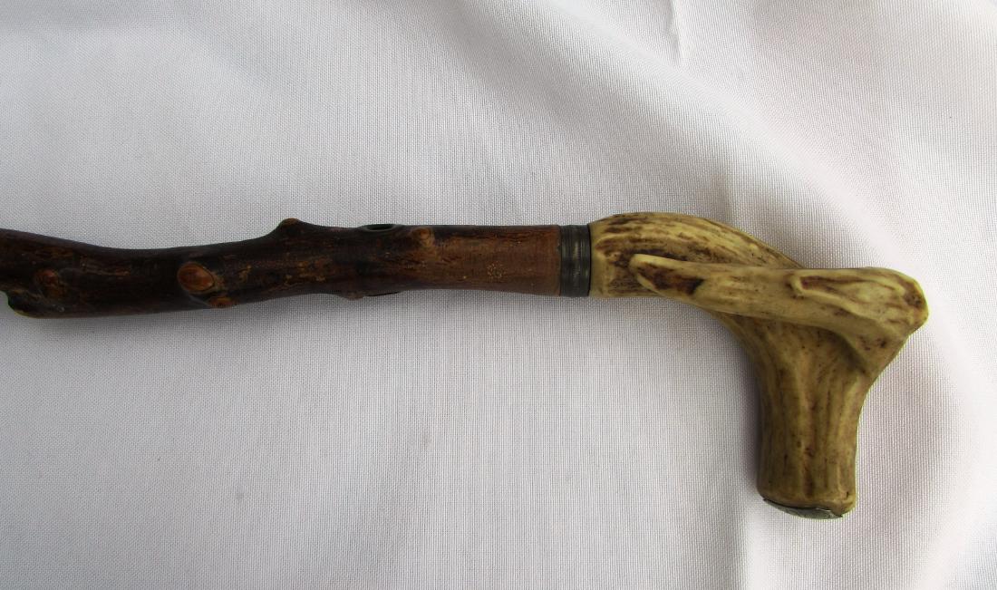 UNIQUE STAG HORN STERLING WOOD CANE WALKING STICK (1 of 7)