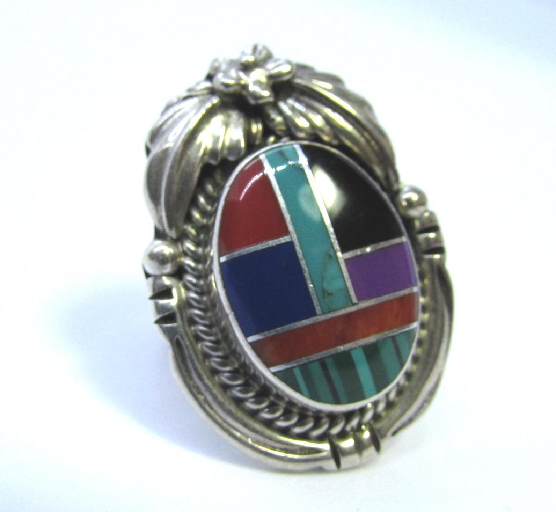 CAROL FELLEY RING STERLING SILVER GEMSTONE INLAY (1 of 4)