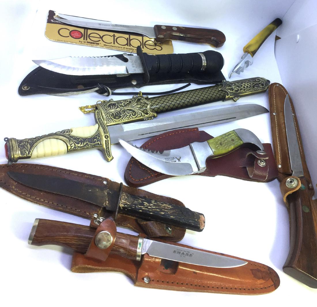 LOT OF 7 FIXED BLADE KNIVES DAGGERS & SHEATHS (1 of 5)