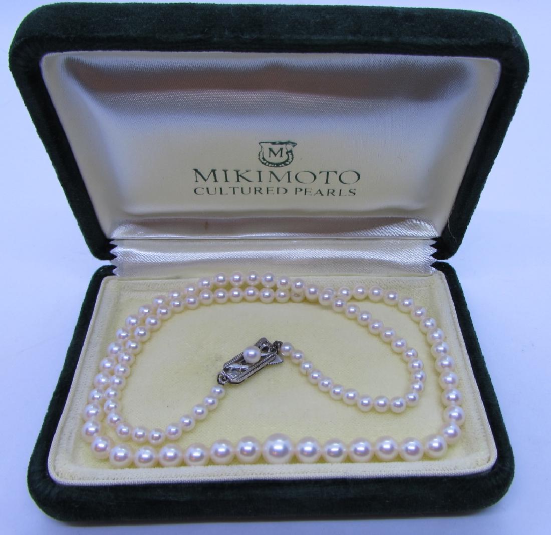 MIKIMOTO PEARL NECKLACE GRADUATED TO 7MM STERLING (1 of 8)