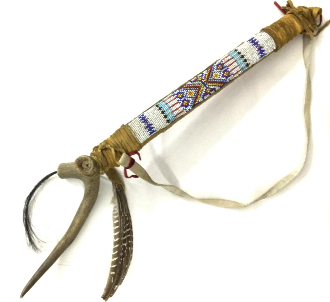 ZUNI BEADED NATIVE AMERICAN ANTLER PEACE PIPE (1 of 7)