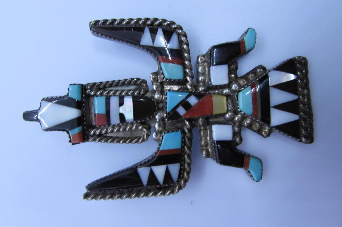 ZUNI KNIFEWING DANCER STERLING SILVER SIGN AC PIN (1 of 4)