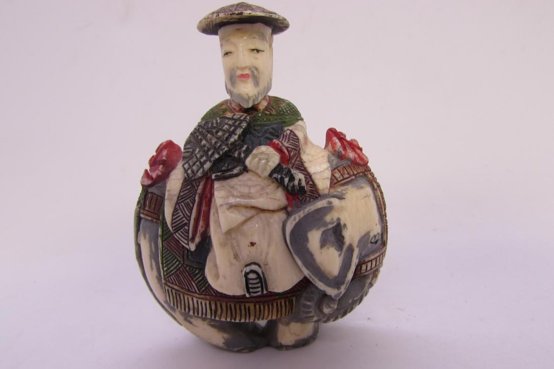 CHINESE QING SNUFF BOTTLE CARVED POLYCHROME (1 of 6)