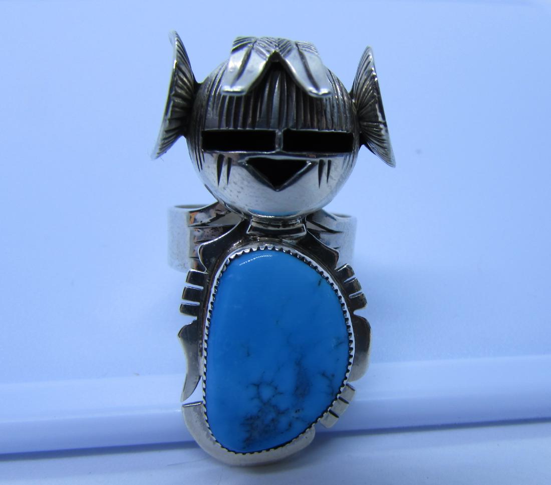 KACHINA RING STERLING SILVER TURQUOISE SIGNED NM (1 of 5)