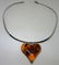 AMBER HEART NECKLACE STERLING SILVER COLLAR - 2