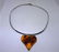 AMBER HEART NECKLACE STERLING SILVER COLLAR - 3