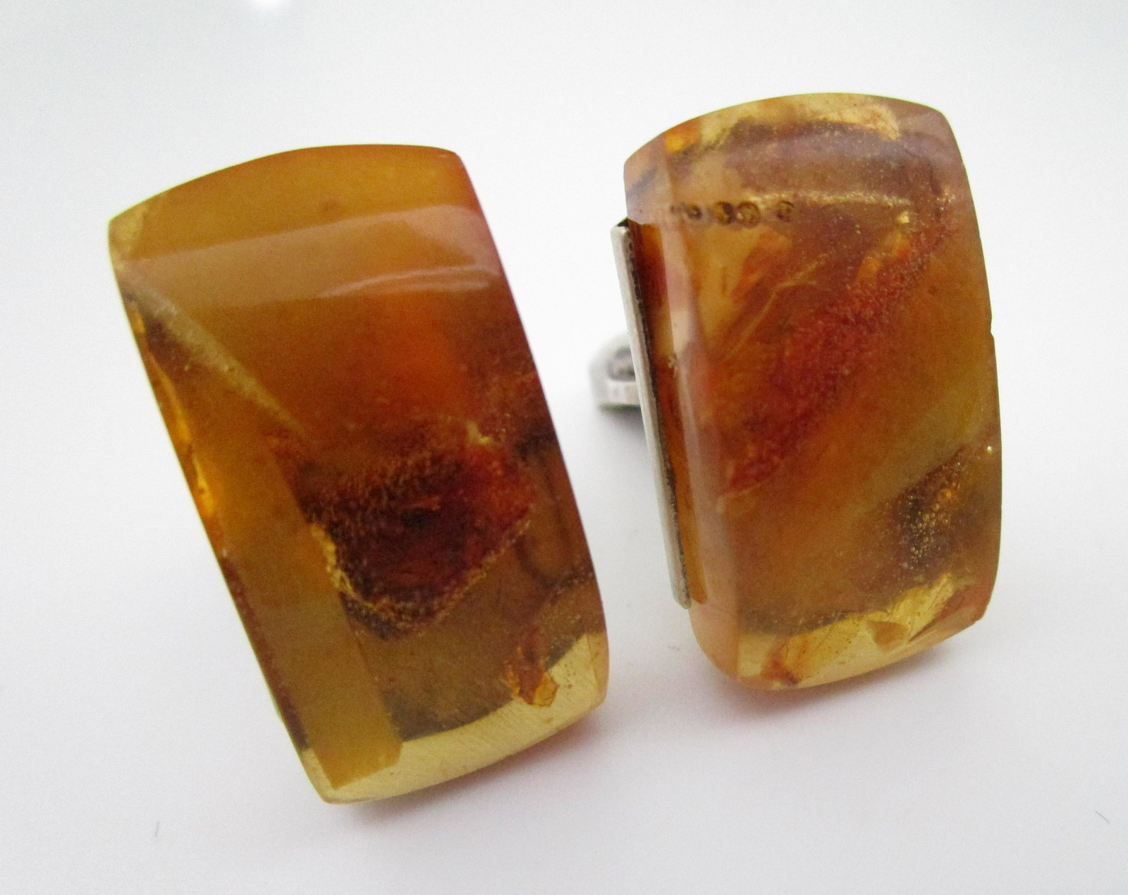 BALTIC AMBER CUFFLINKS 875 STERLING SILVER RUSSIA (1 of 4)