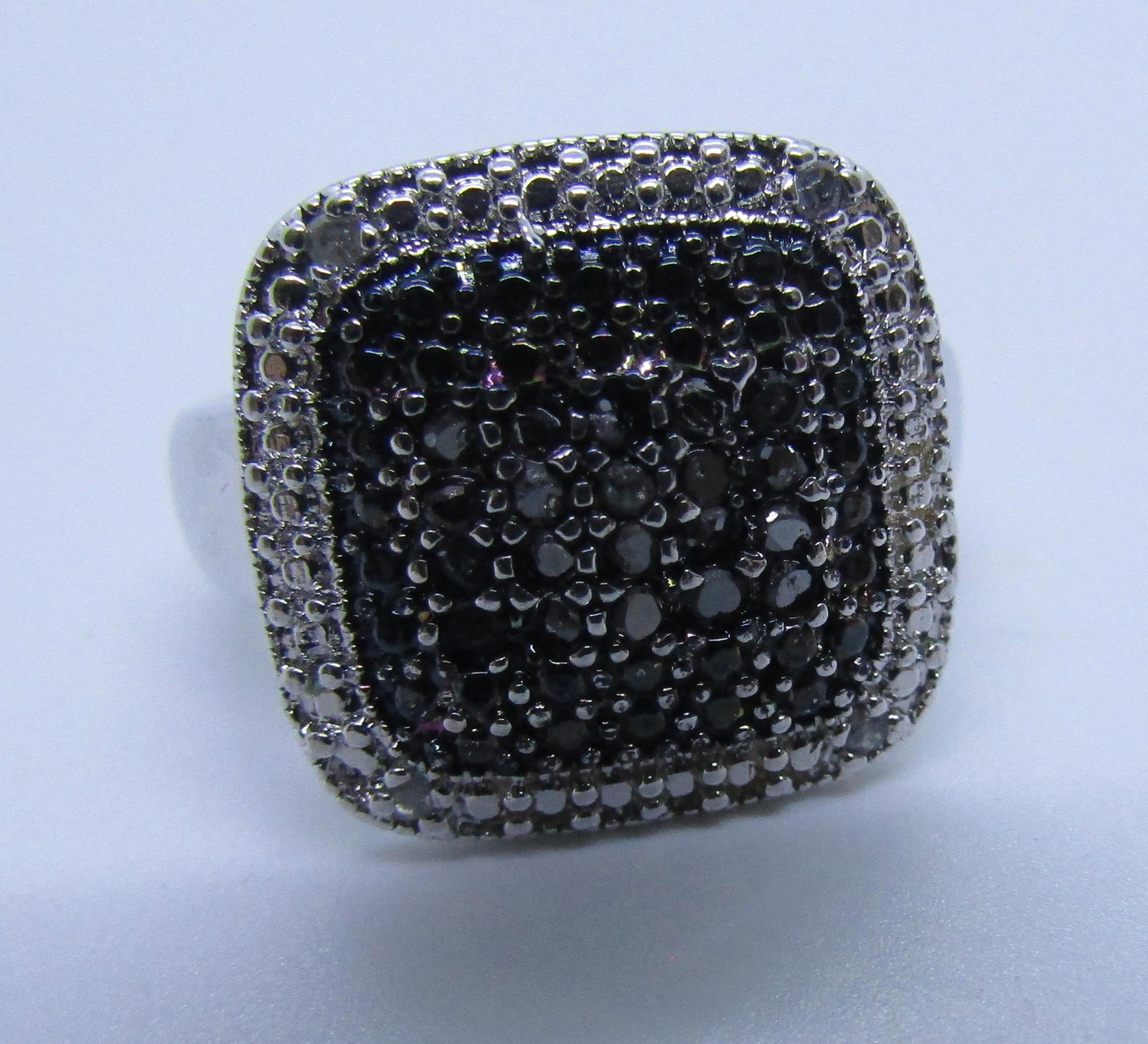 BLACK & WHITE DIAMOND RING STERLING SILVER (1 of 6)