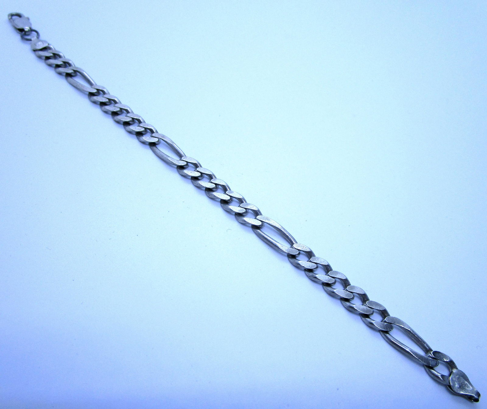 8.5" STERLING SILVER MENS FIGARO BRACELET ITALY (1 of 3)