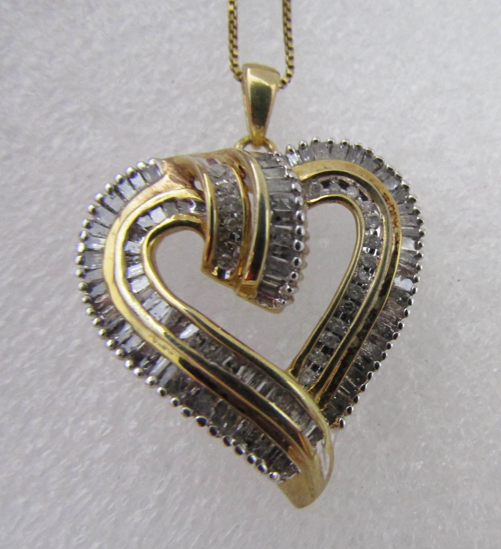 1C DIAMOND HEART 14K GOLD STERLING SILVER NECKLACE (1 of 4)