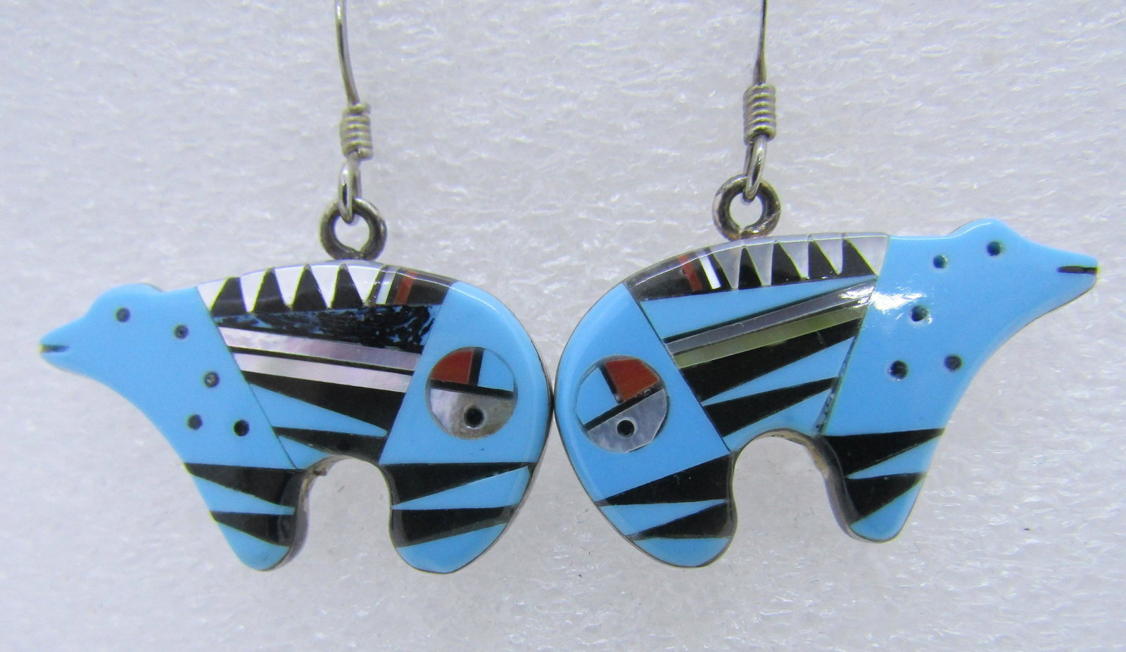 INLAY TURQUOISE BEAR EARRINGS STERLING SILVER (1 of 3)