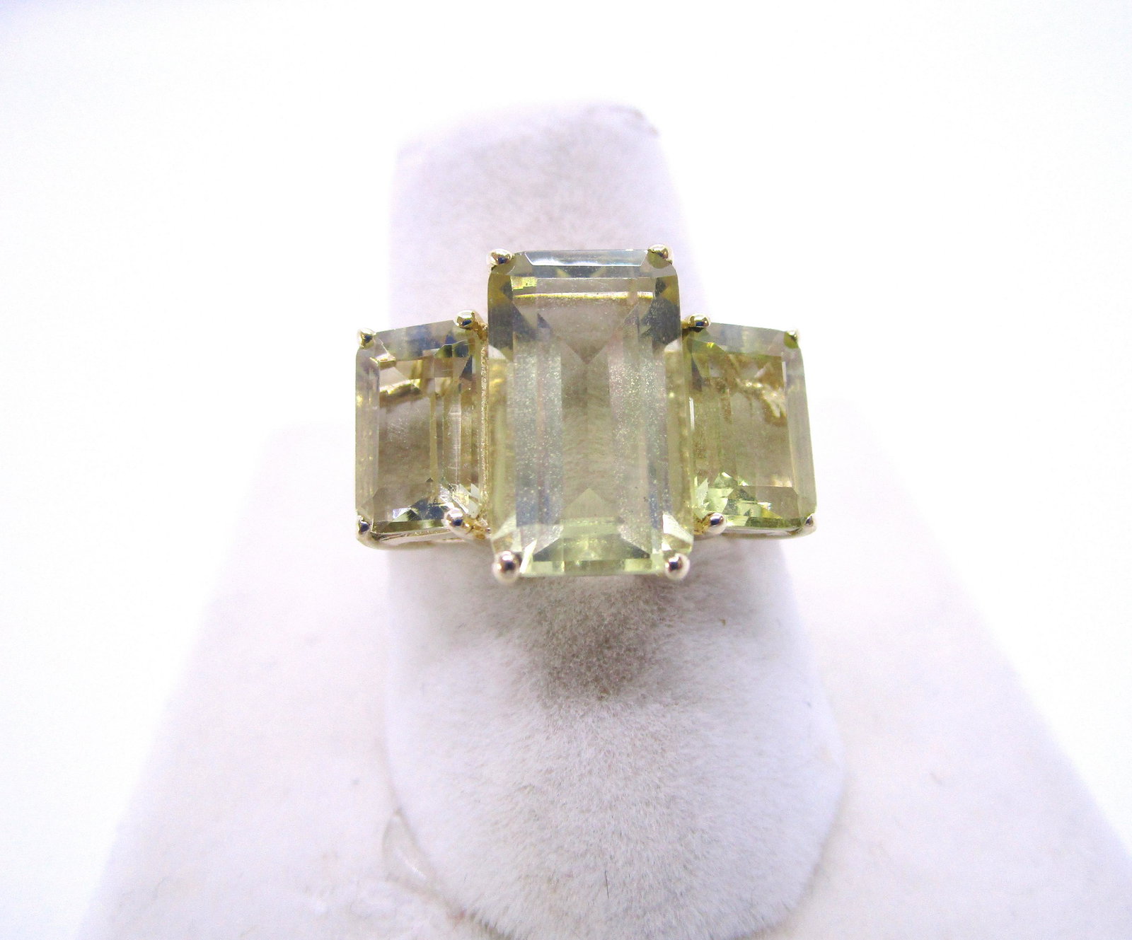 3 STONE YELLOW QUARTZ RING YELLOW GOLD SIZE 7 (1 of 3)