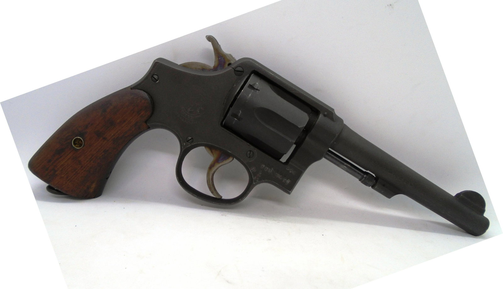 SMITH WESSON VICTORY 38 REVOLVER HANDGUN 53 DA SA: S&W .38 CAL. VICTORY HAND GUN "PISTOL". MARKED "U.S. PROPERTY G.H.D. ~ VEGA SAC CA ~ MADE IN USA ~ FTR ~ MA 53 ~ 26 L" 6 SHOT, PARKERIZED FINISH, SINGLE/DOUBLE ACTION, 5" BARREL. (US SHIPPING & FFL $5