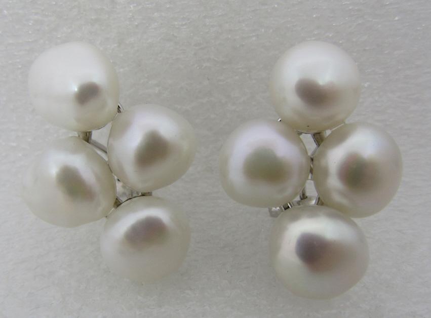 10MM BAROQUE PEARL EARRINGS STERLING SILVER: VINTAGE ESTATE HALLMARKED POST AND CLIP PEARL EARRINGS MEASURE 28MM BY 20MM. WEIGH 13.0 GRAMS. EXCELLENT CONDITION. USA SHIPPING $5.