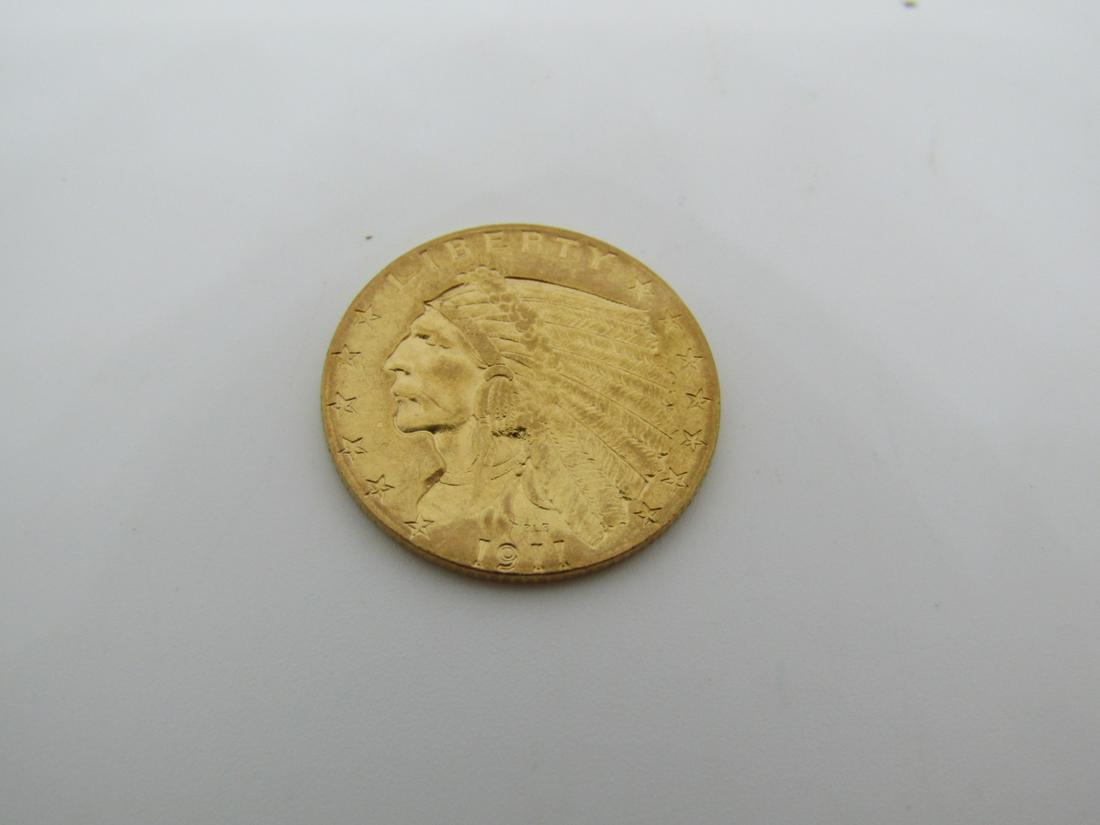 1911 INDIAN 2 1/2 DOLLAR GOLD COIN: GOLD INDIAN 2 1/2 DOLLAR 1911 USA SHIPPING $5