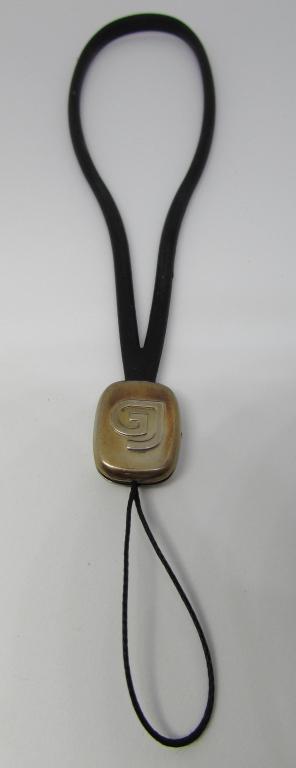 GEORG JENSEN DK STERLING SILVER CHARM BRACELET: MARKED "GEORG JENSEN 925S DENMARK". EXCELLENT CONDITION, NEVER USED BRACELET. RUBBER STRAP WILL FIT ANY WRIST, MAN OR FEMALE. HALLMARKED STERLING SILVER GJ OR GI MARK PENDANT. USA SHIPPING $5
