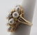 8 PEARL DIAMOND RING 14K GOLD CLUSTER 6 GRAMS - 2