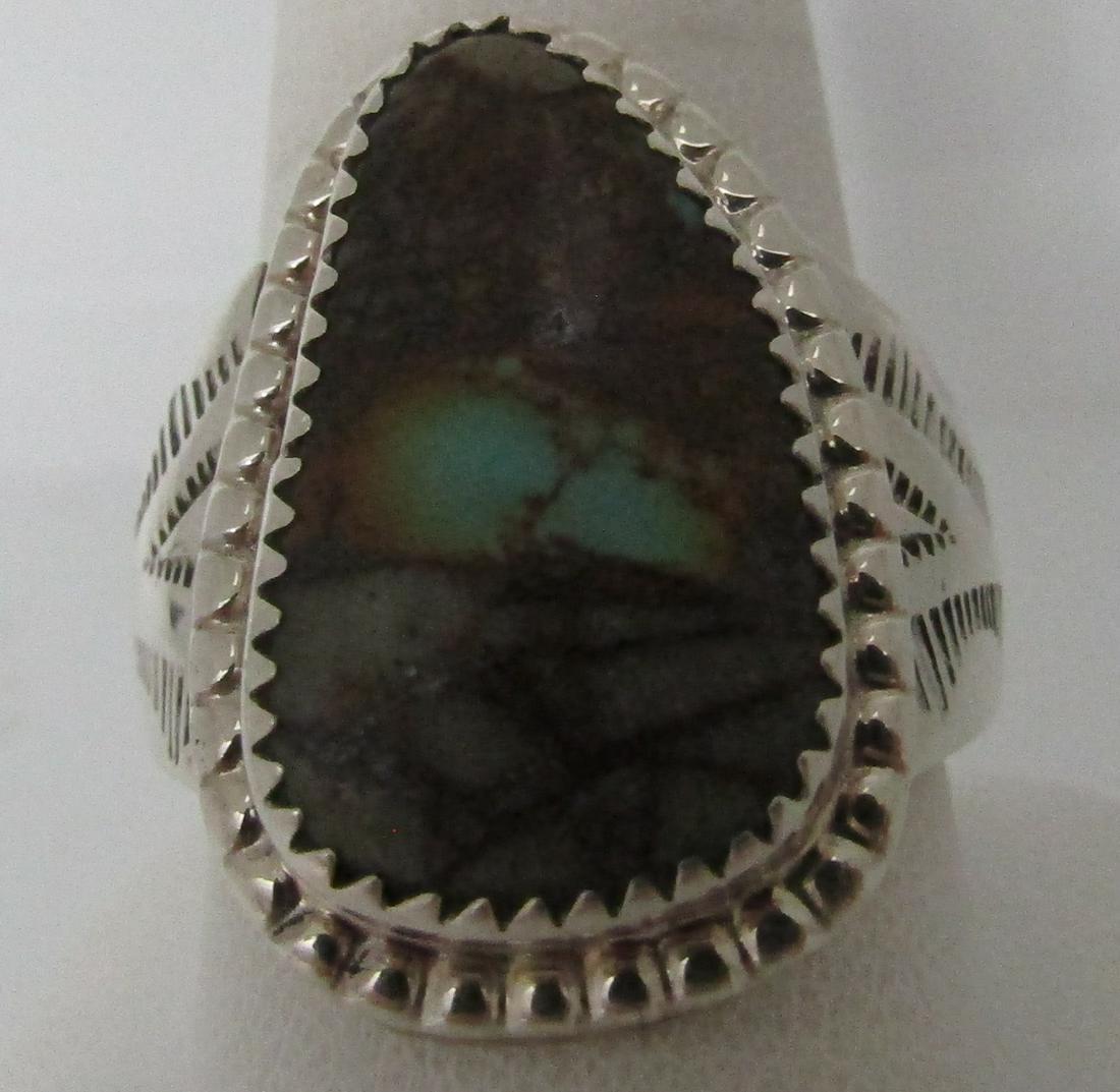 TSOSIE BOULDER TURQUOISE RING STERLING SILVER (1 of 5)