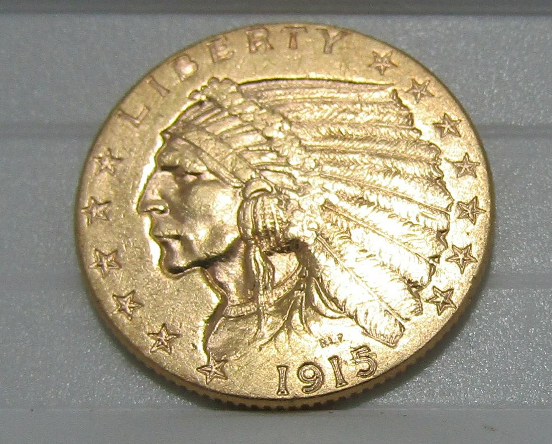 1915 GOLD 2 1/2 DOLLAR QUARTER EAGLE INDIAN COIN (1 of 2)