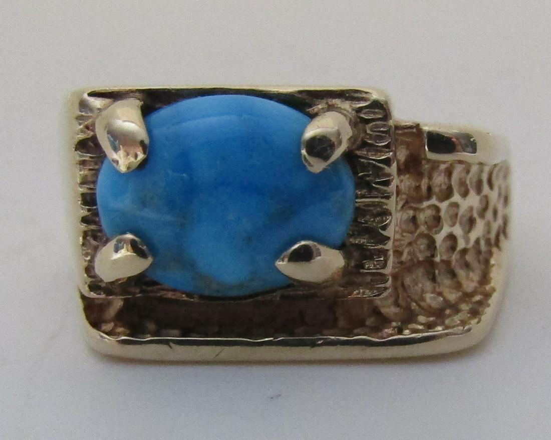 TURQUOISE 10K GOLD MANS RING 6.6 GRAMS (1 of 6)