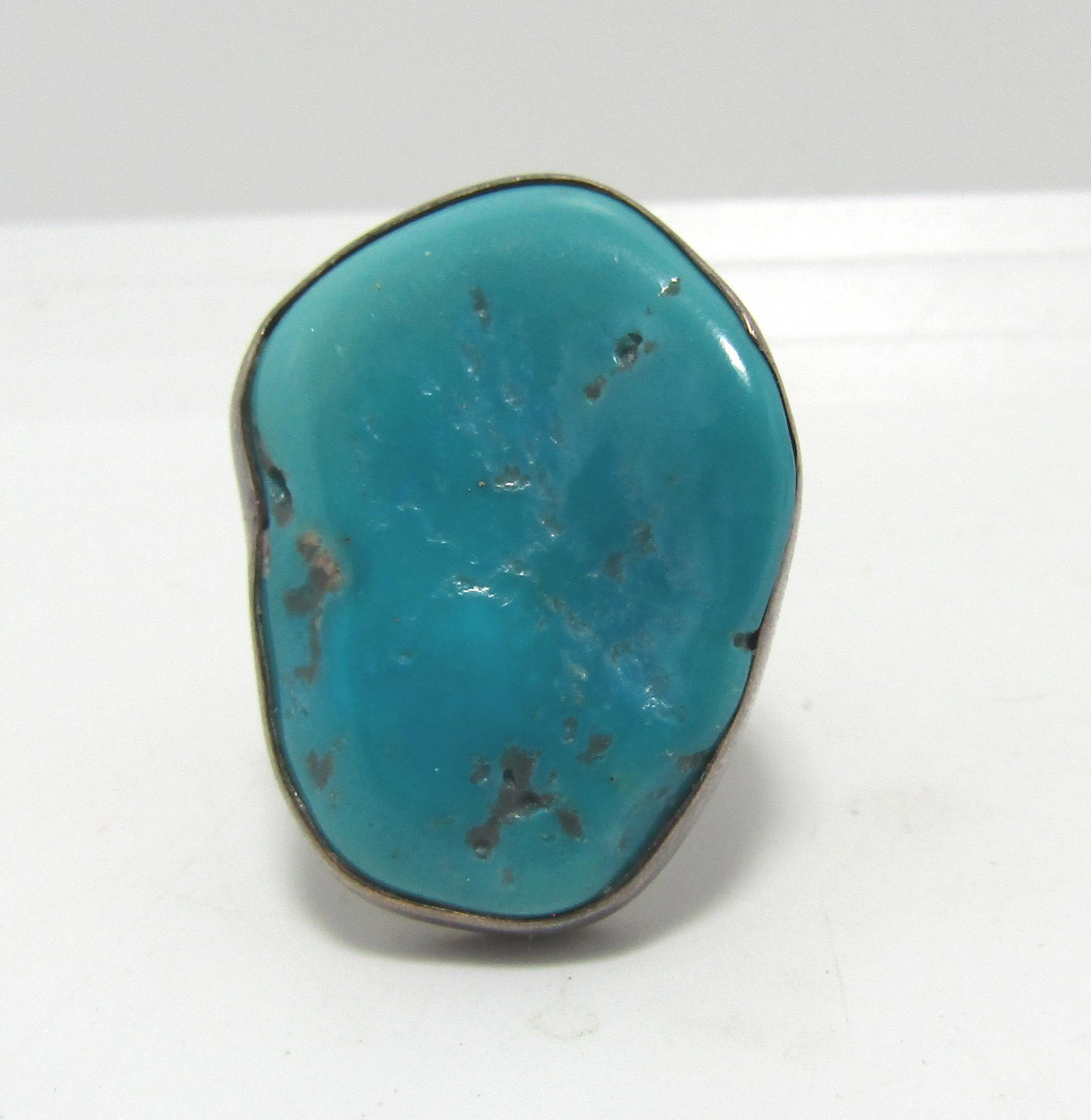 SIGNED CHARLES ALBERT TURQUOISE STERLING RING 19G (1 of 5)