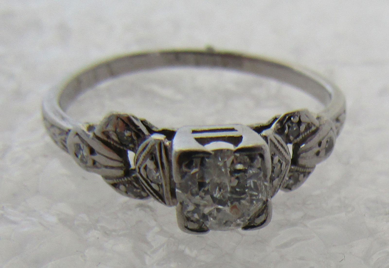 40PT DIAMOND PLATINUM RING ENGAGEMENT ANTIQUE (1 of 6)
