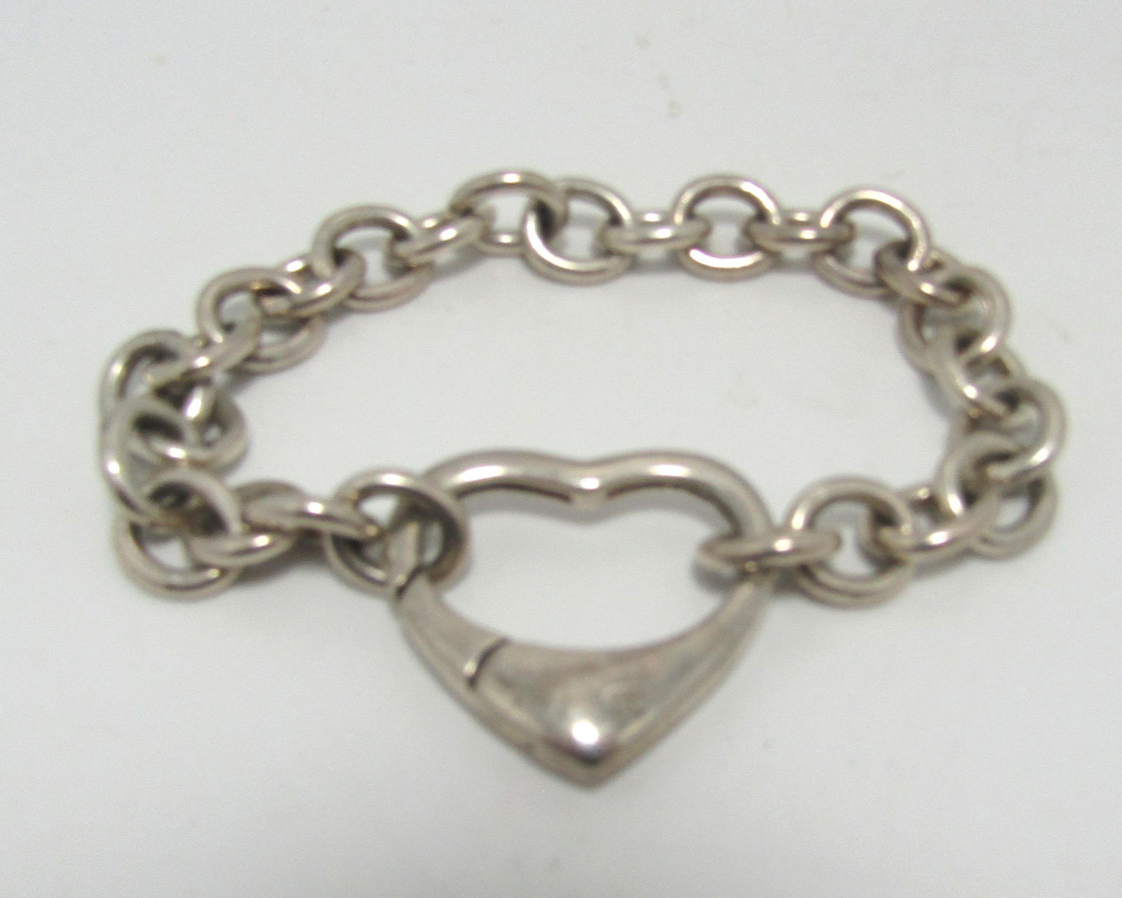 8" STERLING SILVER HEART CLASP CHAIN BRACELET 36G (1 of 2)