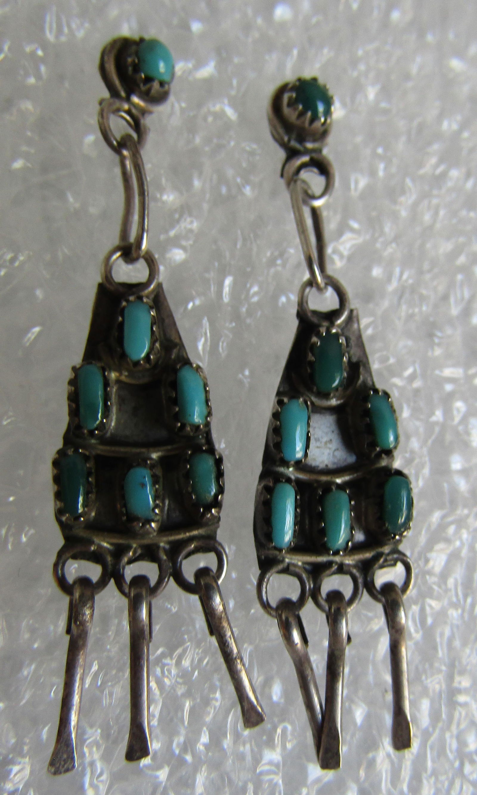 PETIT POINT TURQUOISE EARRINGS STERLING SILVER (1 of 3)