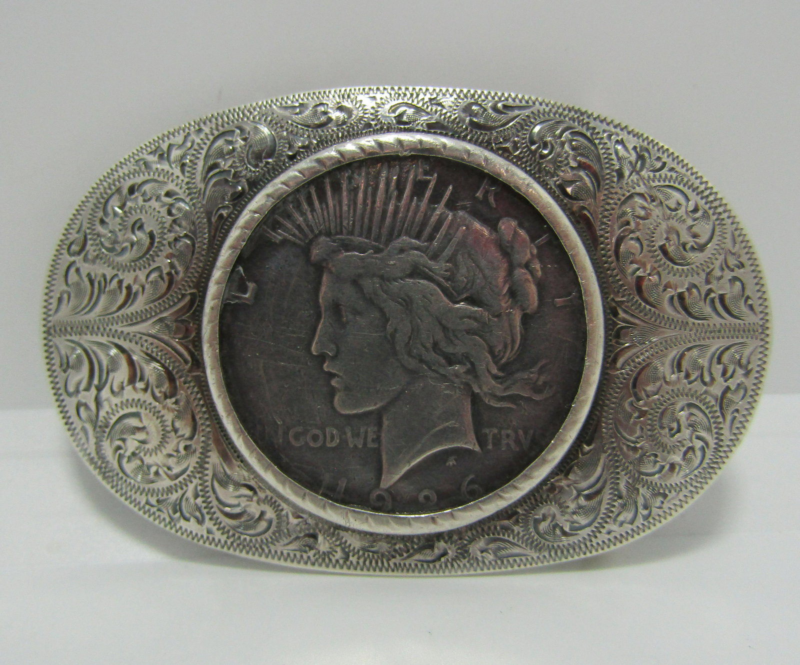 "TO DAD FROM THE KIDS" PEACE DOLLAR BELT BUCKLE (1 of 7)