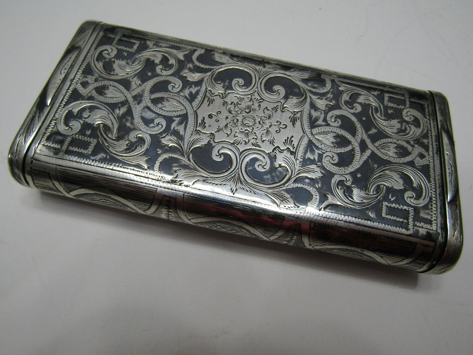 RUSSIAN SILVER CIGAR AND MATCH SAFE MOSCOW: 1851 RUSSIAN SILVER 84 CIGAR CASE WITH MATCHSAFE AT OTHER END. 5 INCH LONG AND 2 1/2 INCH WIDE. WEIGHS 156 GRAMS. HALLMARKED 84 MOSCOW. CIRCA 1851 USA SHIPPING $20