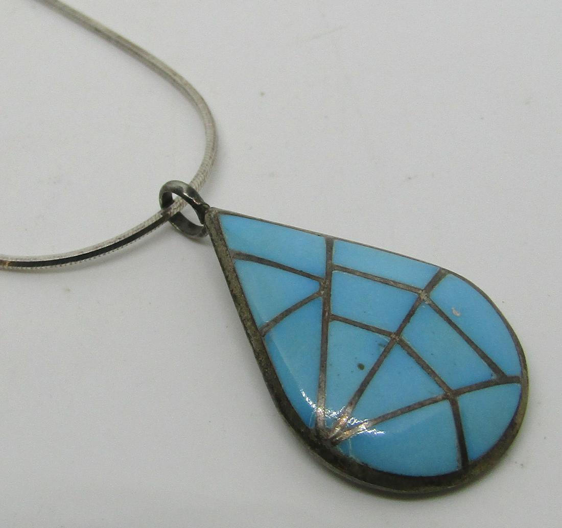 SIGNED MKL GEM TURQUOISE NECKLACE STERLING SILVER (1 of 3)