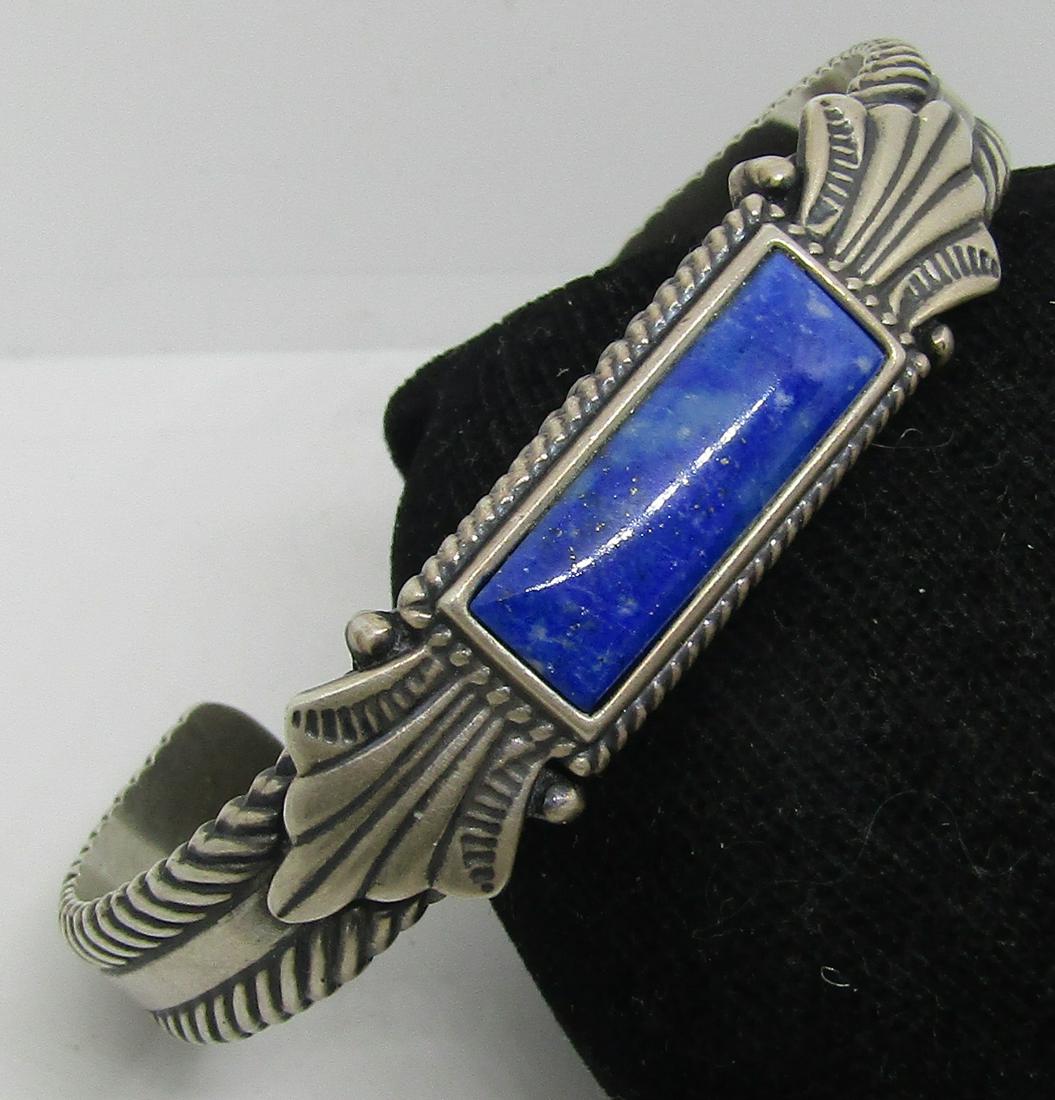 SIGNED DENIM LAPIS LAZULI STERLING SILVER BRACELET (1 of 4)