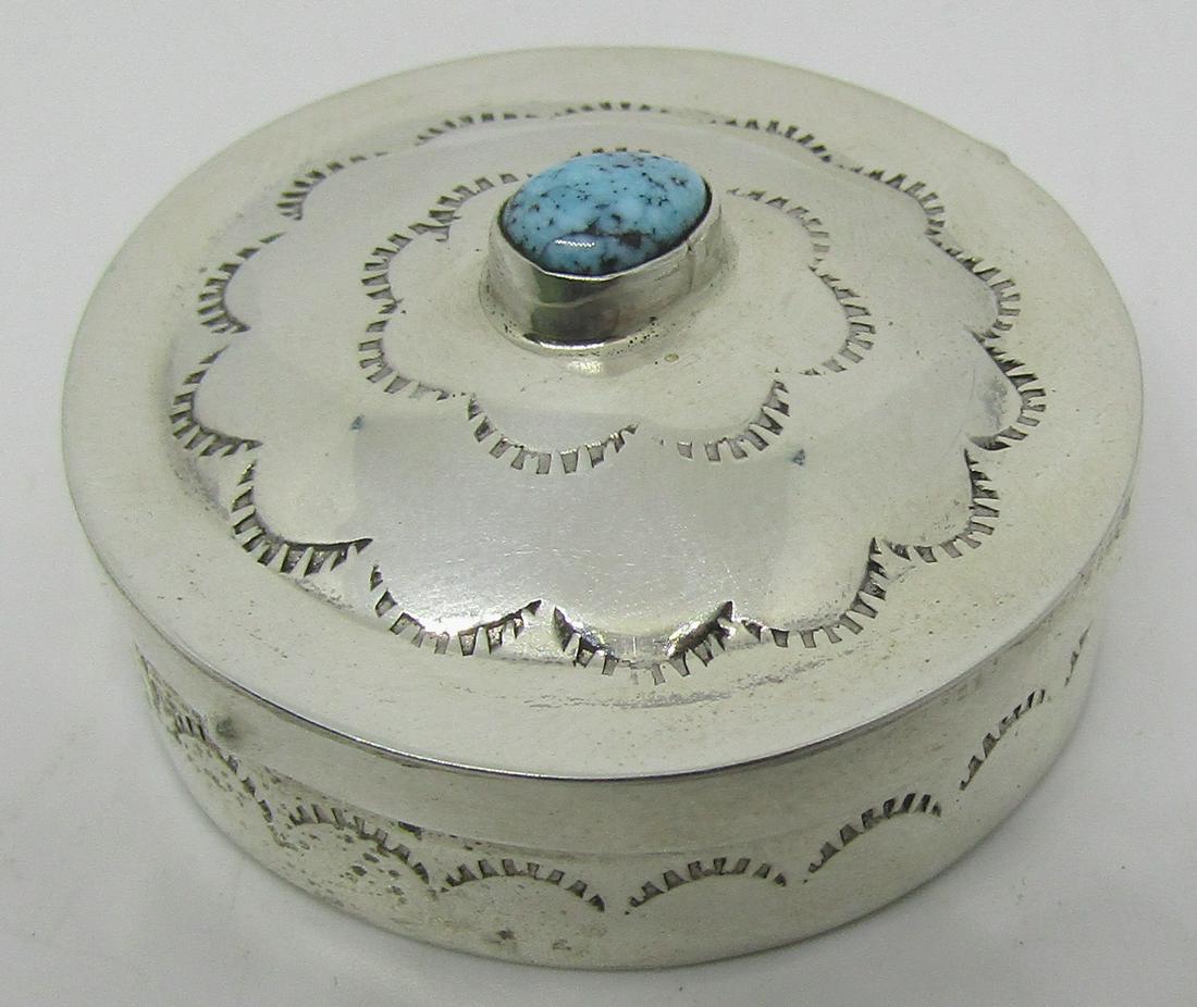 CS MARK TURQUOISE STERLING SILVER TRINKET PILL BOX (1 of 4)
