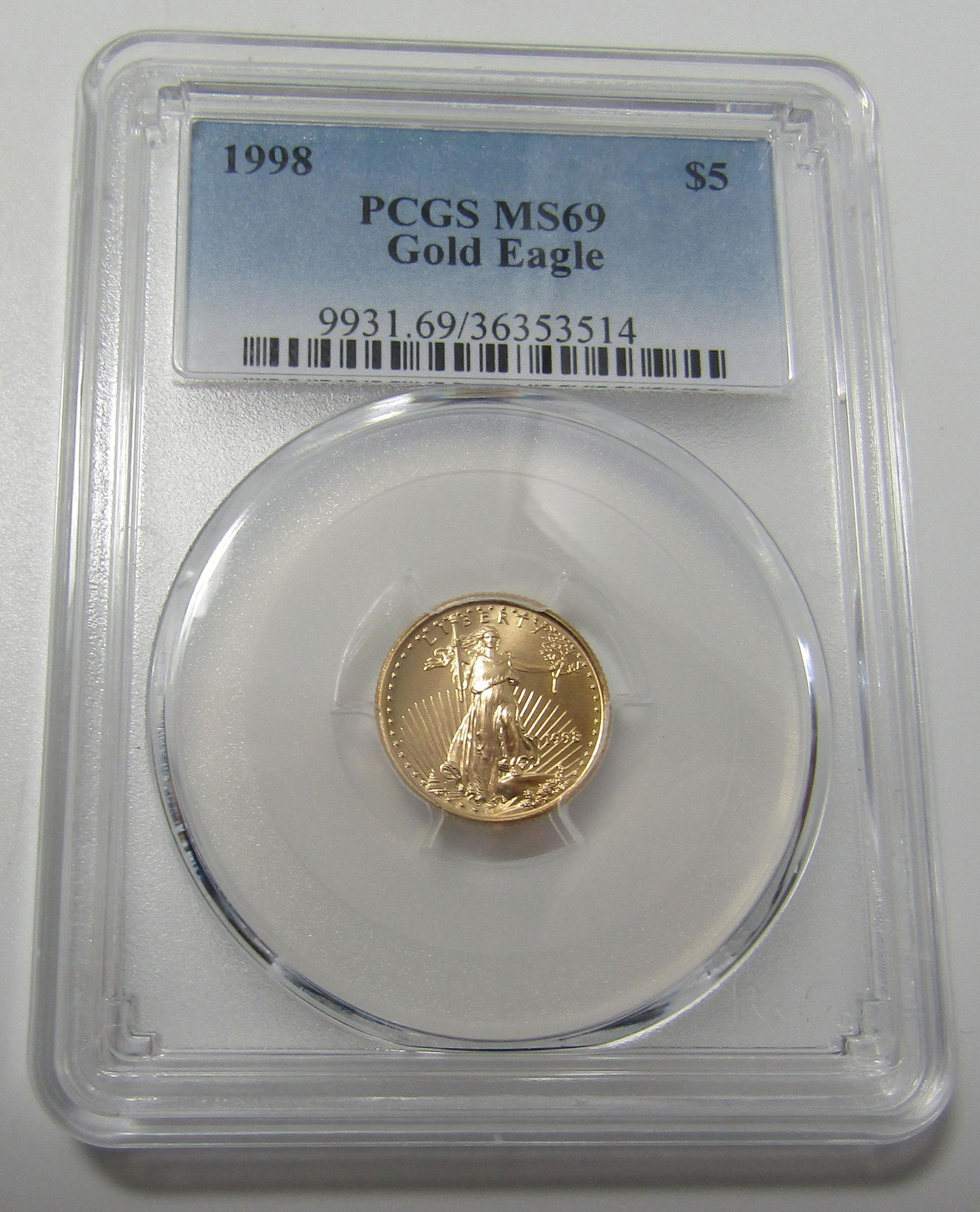 1998 GOLD $5 EAGLE US COIN MS 69 PCGS (1 of 2)