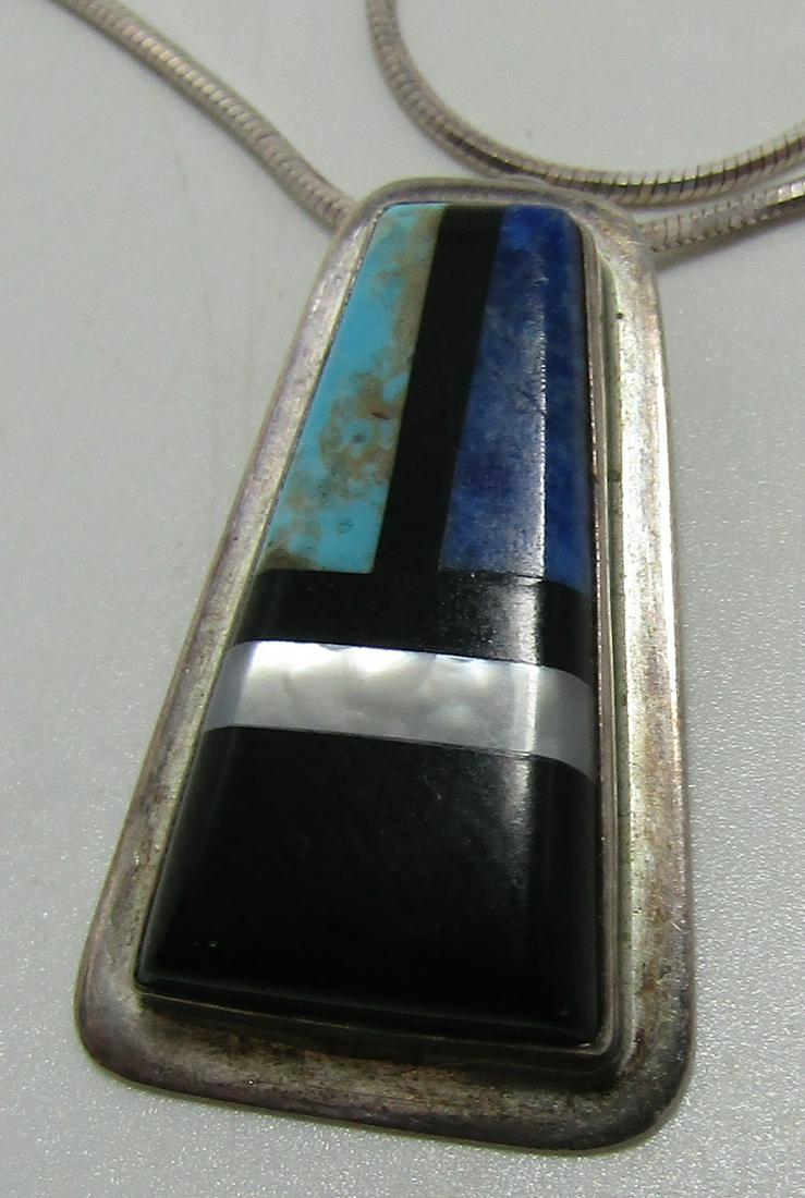CHAMA STERLING INLAID TURQUOISE LAPIS NECKLACE (1 of 4)