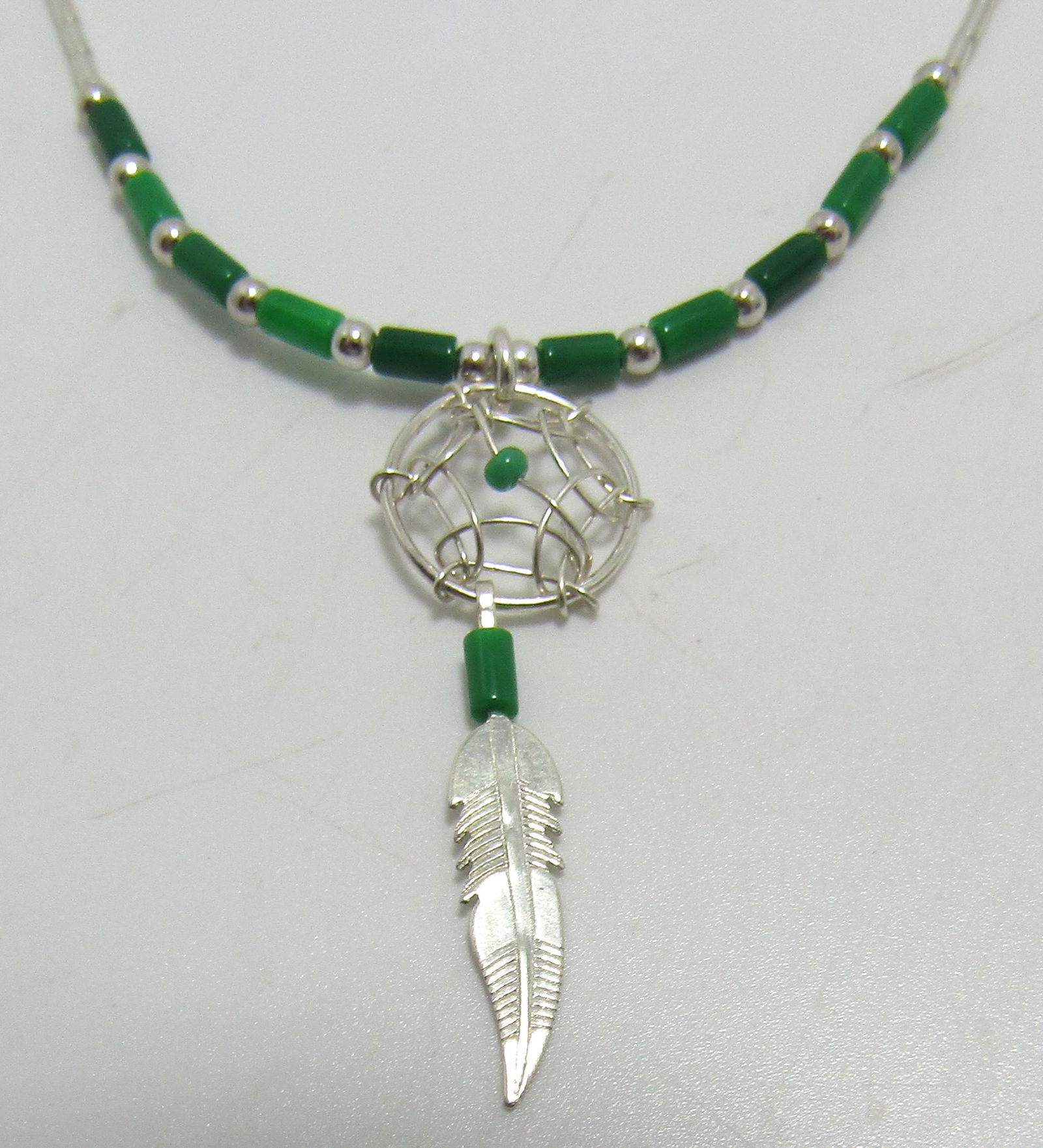 GASPEITE STERLING SILVER DREAMCATCHER NECKLACE (1 of 2)