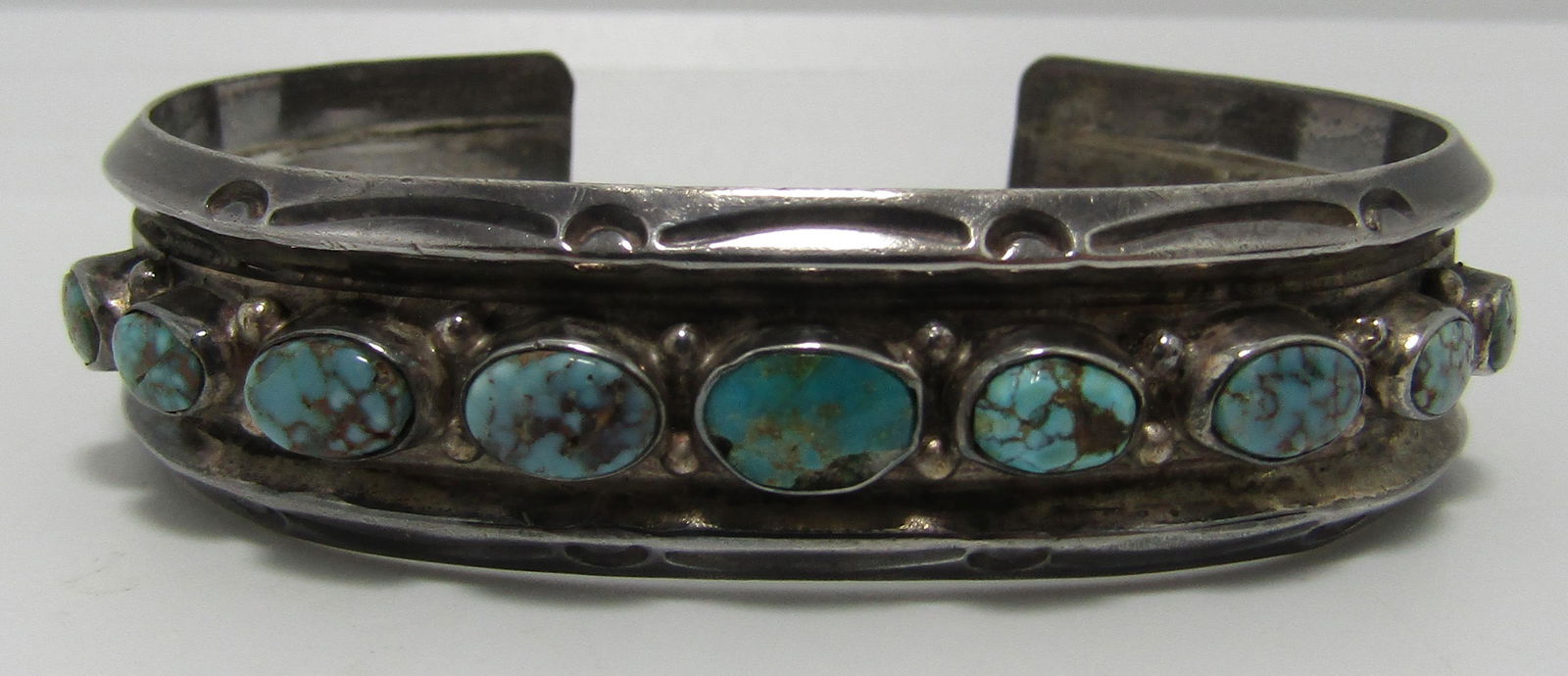 SPIDERWEB TURQUOISE CUFF BRACELET STERLING SILVER (1 of 4)