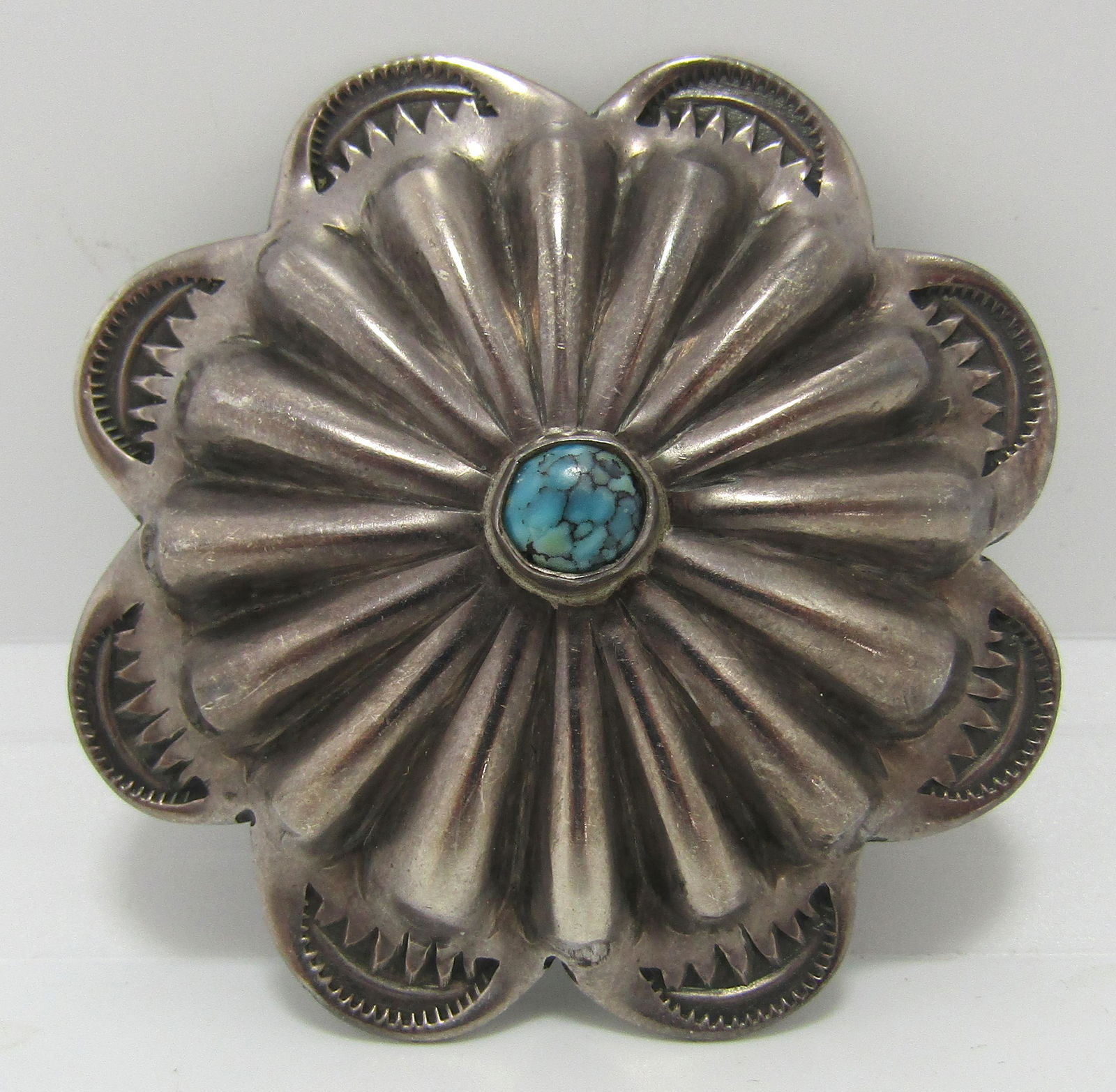 STERLING SILVER TURQUOISE CONCHO PIN BROOCH (1 of 3)