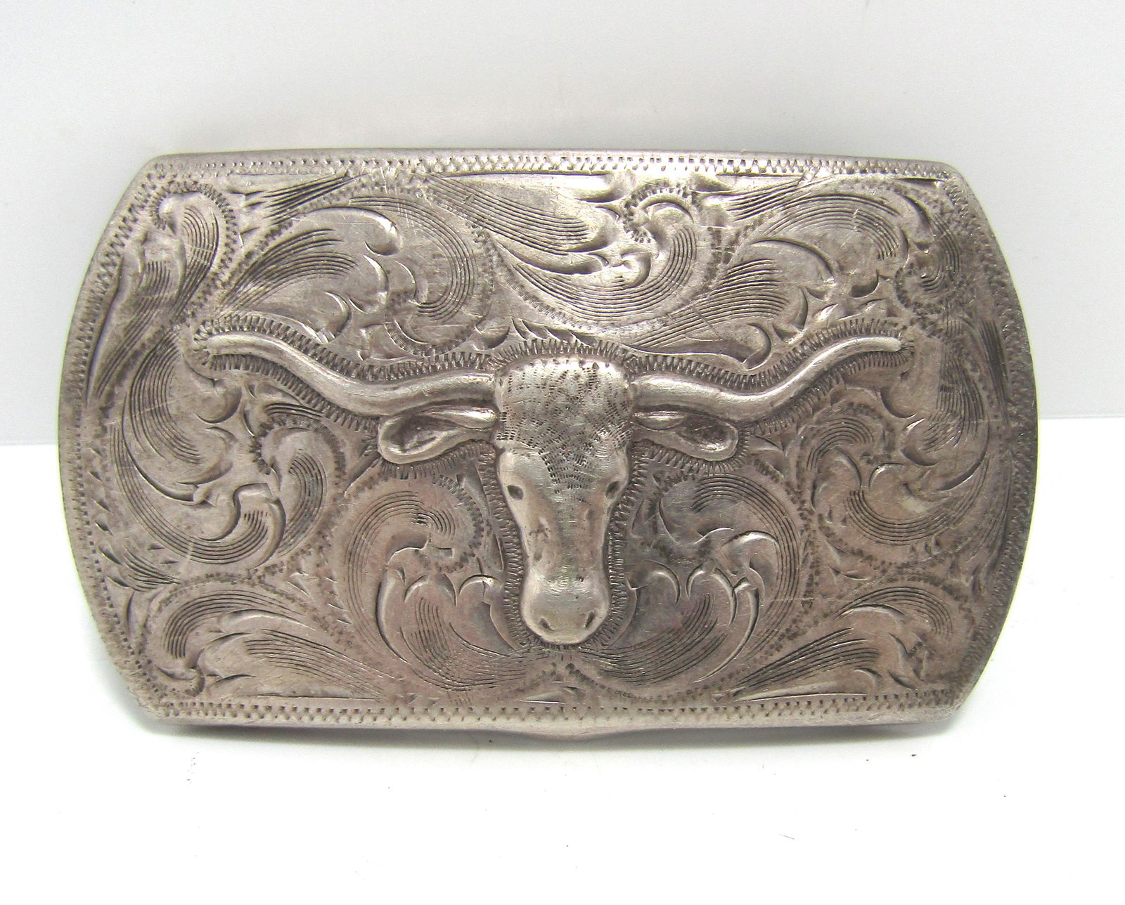 TEXAS LONGHORN STERLING BELT BUCKLE STARR'S SILVER (1 of 4)