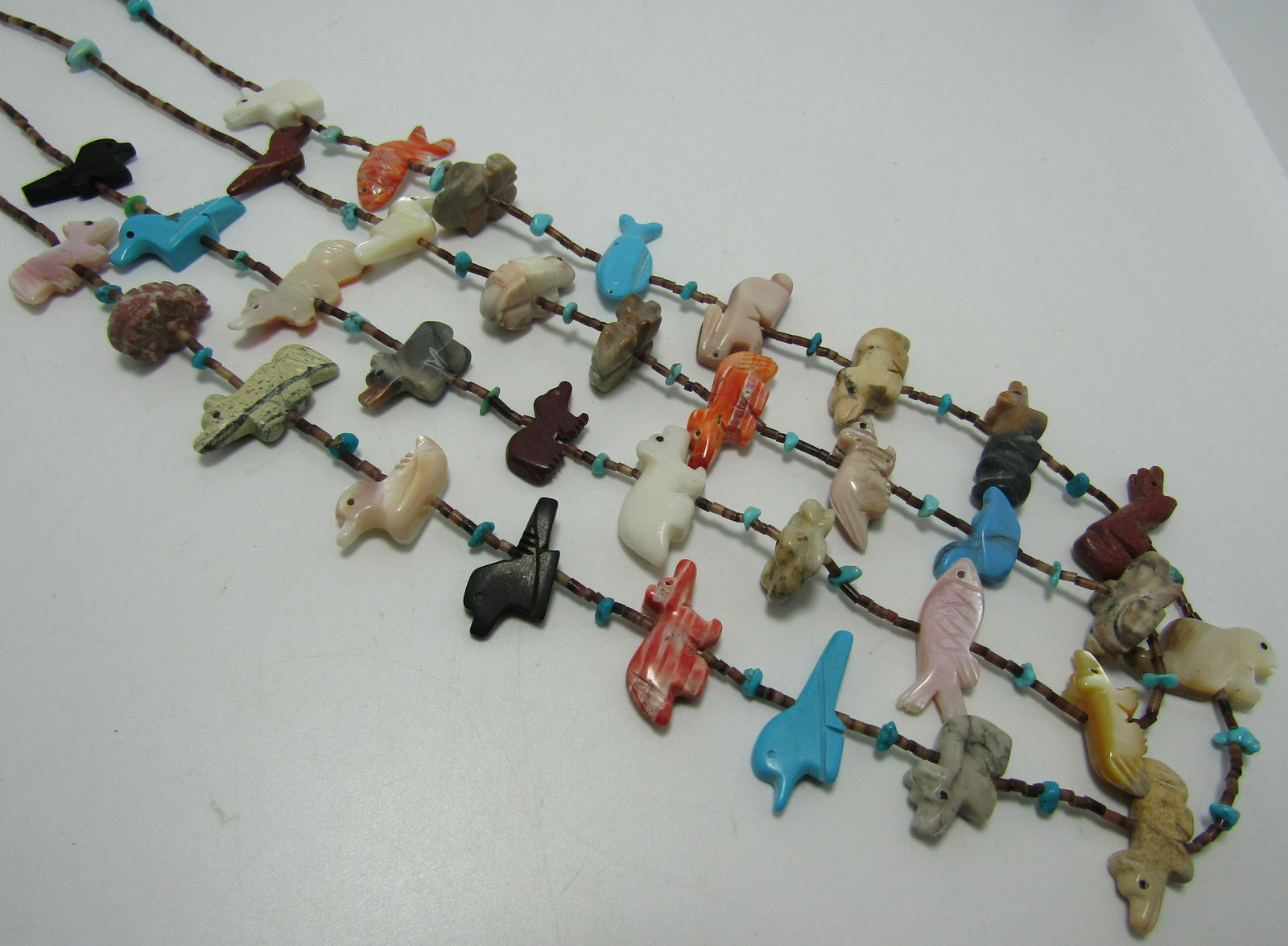 28" TWO STRAND TURQUOISE FETISH NECKLACE (1 of 4)