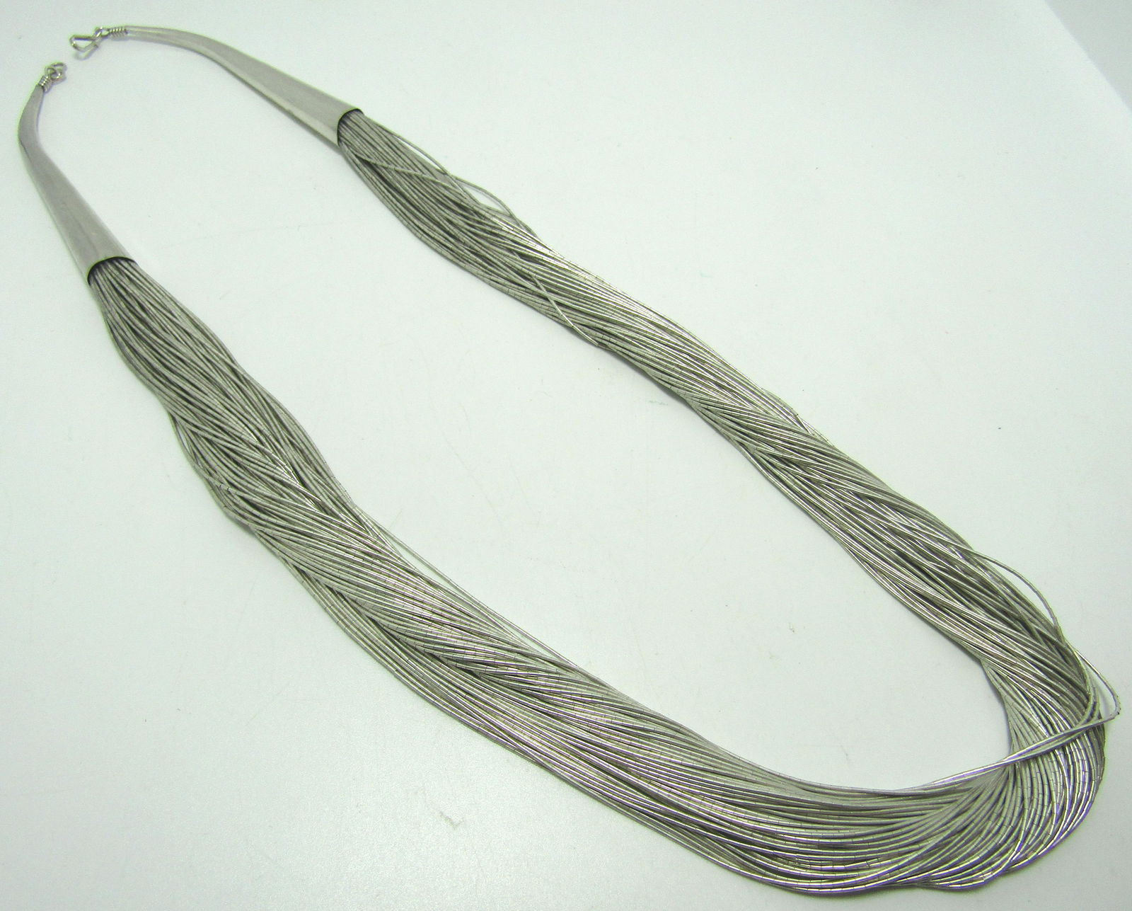 100 STRAND LIQUID SILVER STERLING NECKLACE 104G (1 of 3)