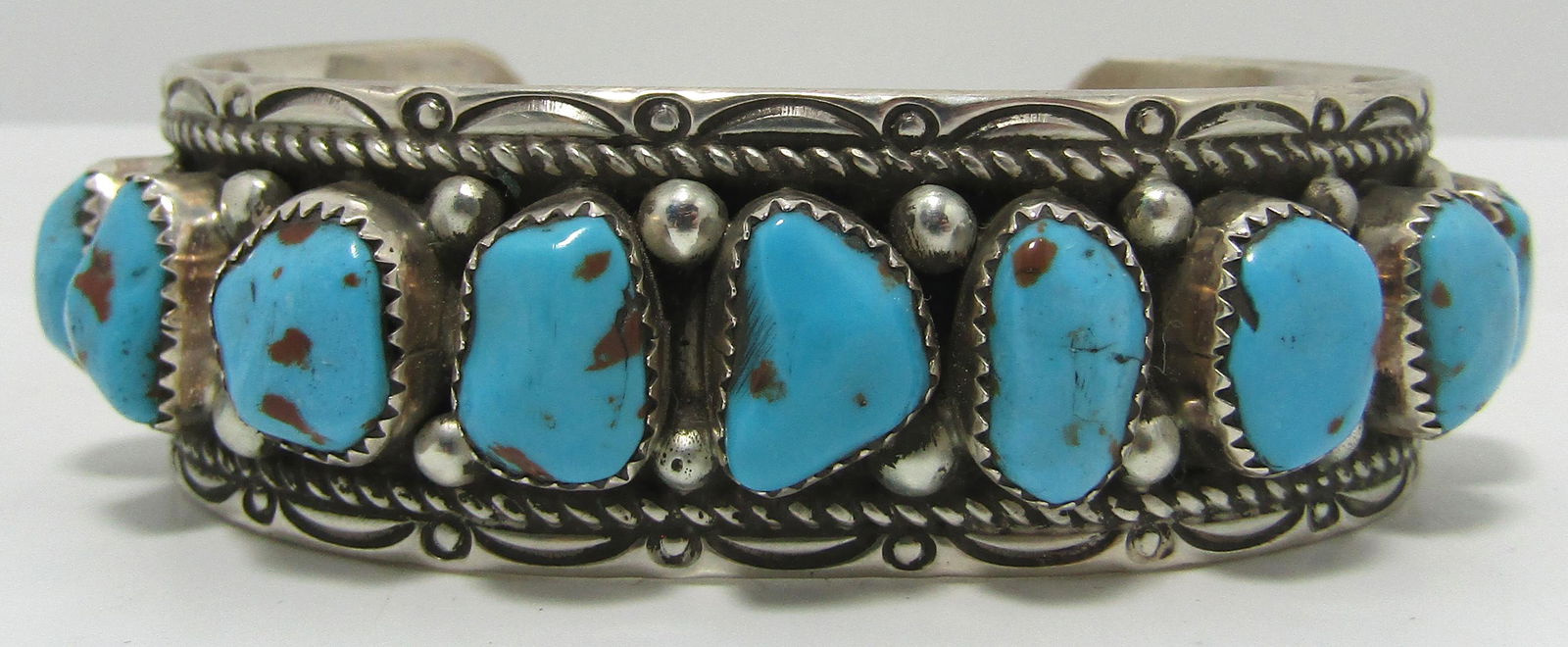 YAZZIE TURQUOISE CUFF BRACELET STERLING SILVER (1 of 5)